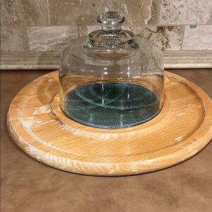 Glass Dome marble-wood cheese tray; Cornwall